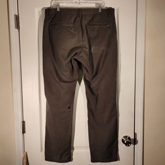 Volcom pants mens 36x32 brown straight leg chino twill skate surf flat front - Picture 12 of 13